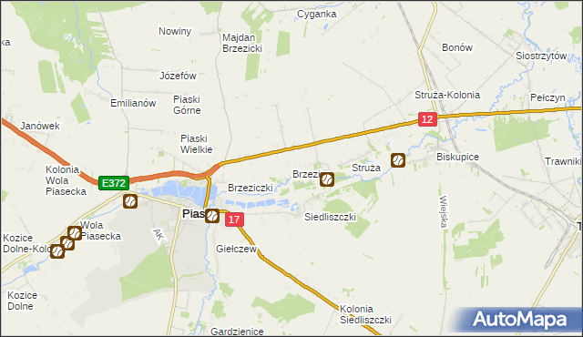 mapa Brzezice, Brzezice na mapie Targeo