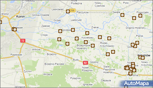 mapa Brzezińskie Holendry, Brzezińskie Holendry na mapie Targeo