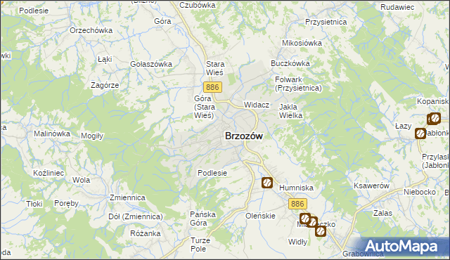 mapa Brzozów, Brzozów na mapie Targeo