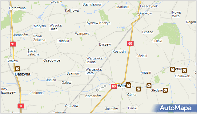 mapa Budki gmina Witonia, Budki gmina Witonia na mapie Targeo