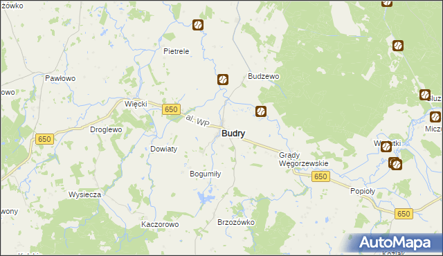 mapa Budry, Budry na mapie Targeo