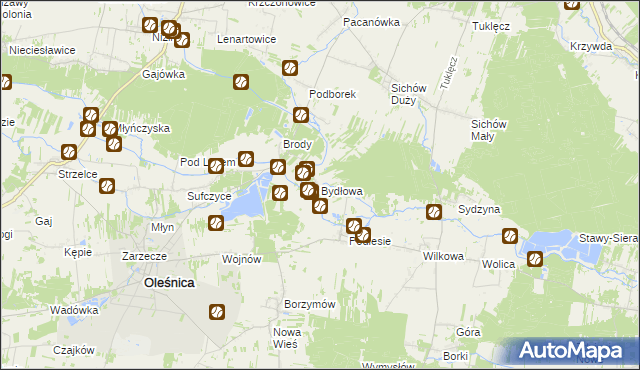 mapa Bydłowa, Bydłowa na mapie Targeo