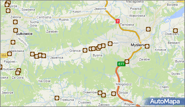 mapa Bysina, Bysina na mapie Targeo