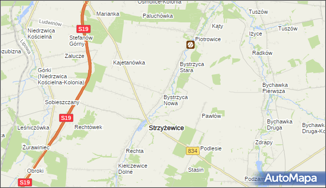 mapa Bystrzyca Nowa, Bystrzyca Nowa na mapie Targeo