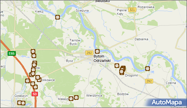 mapa Bytom Odrzański, Bytom Odrzański na mapie Targeo