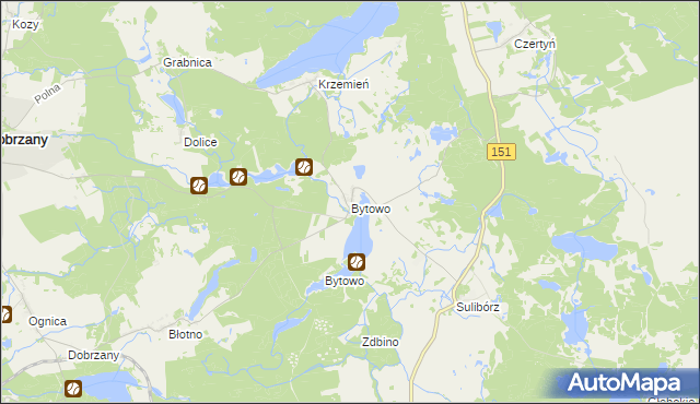 mapa Bytowo gmina Dobrzany, Bytowo gmina Dobrzany na mapie Targeo