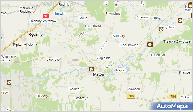 mapa Cegielnia gmina Mstów, Cegielnia gmina Mstów na mapie Targeo