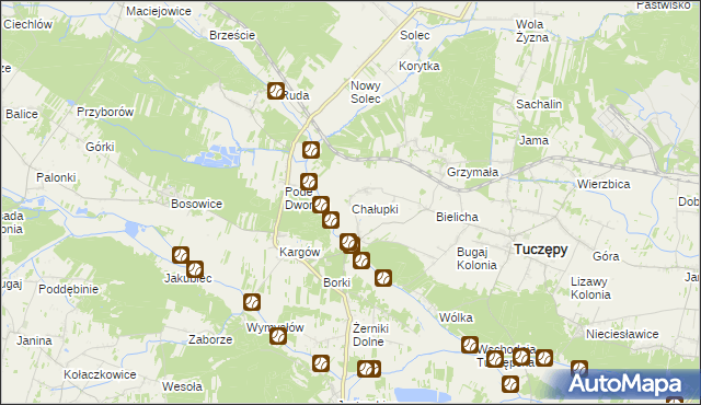 mapa Chałupki gmina Tuczępy, Chałupki gmina Tuczępy na mapie Targeo