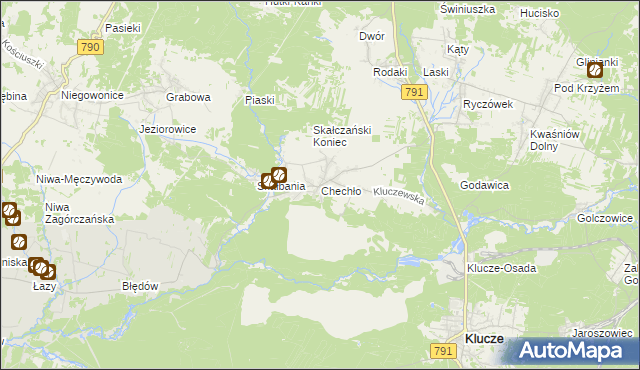 mapa Chechło gmina Klucze, Chechło gmina Klucze na mapie Targeo