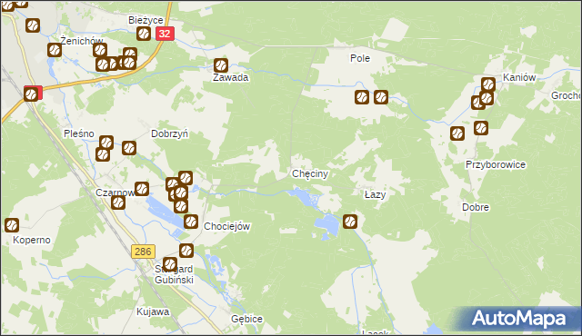 mapa Chęciny gmina Gubin, Chęciny gmina Gubin na mapie Targeo