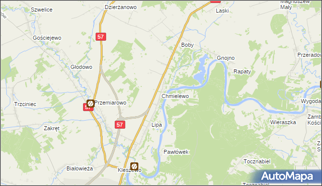 mapa Chmielewo gmina Pułtusk, Chmielewo gmina Pułtusk na mapie Targeo