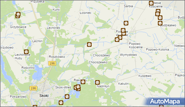 mapa Chociszewo gmina Skoki, Chociszewo gmina Skoki na mapie Targeo