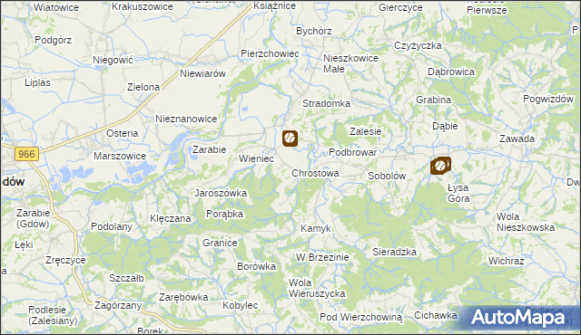 mapa Chrostowa gmina Łapanów, Chrostowa gmina Łapanów na mapie Targeo