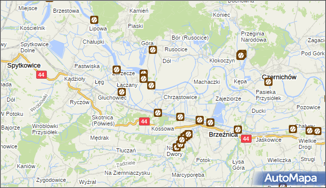 mapa Chrząstowice gmina Brzeźnica, Chrząstowice gmina Brzeźnica na mapie Targeo