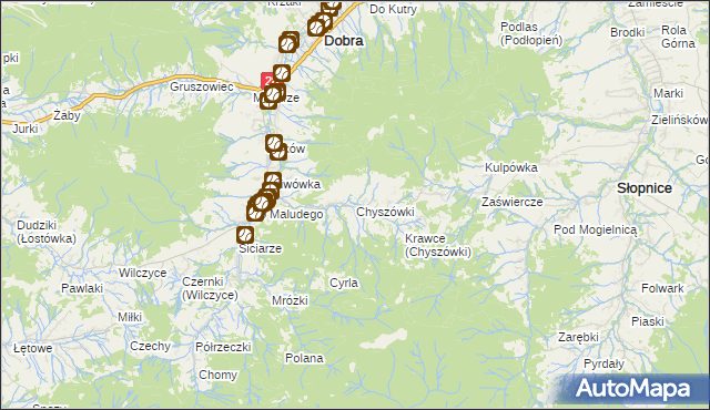 mapa Chyszówki, Chyszówki na mapie Targeo