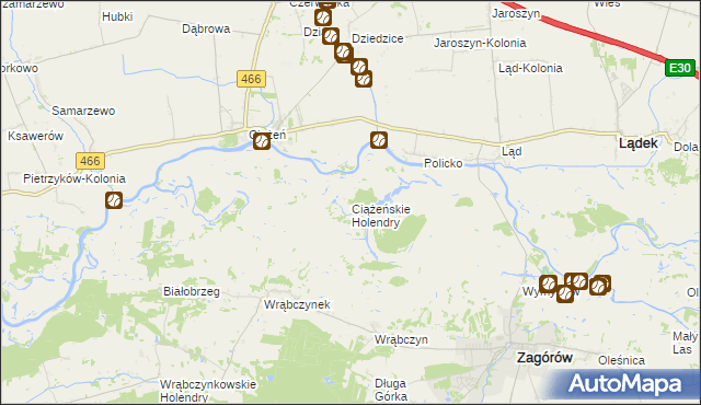 mapa Ciążeńskie Holendry, Ciążeńskie Holendry na mapie Targeo