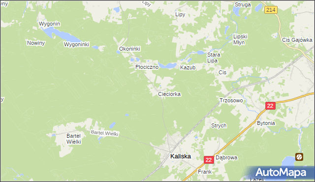 mapa Cieciorka, Cieciorka na mapie Targeo