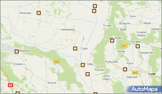mapa Cięćk, Cięćk na mapie Targeo