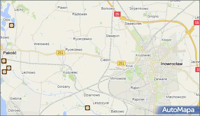mapa Cieślin gmina Inowrocław, Cieślin gmina Inowrocław na mapie Targeo