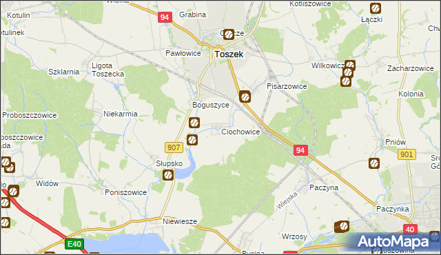 mapa Ciochowice, Ciochowice na mapie Targeo