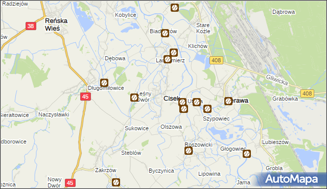 mapa Cisek, Cisek na mapie Targeo