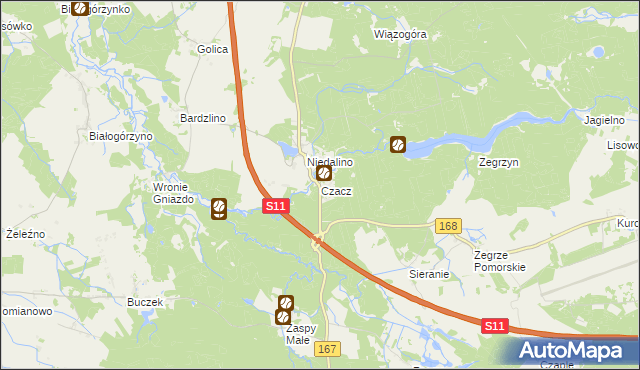mapa Czacz gmina Świeszyno, Czacz gmina Świeszyno na mapie Targeo
