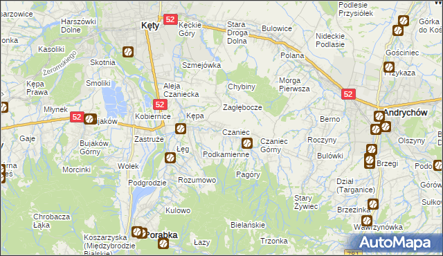 mapa Czaniec, Czaniec na mapie Targeo