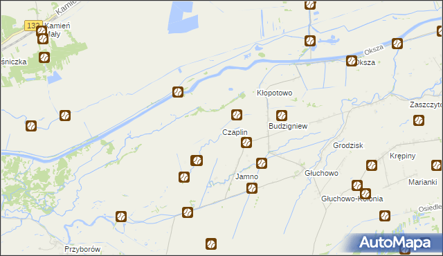 mapa Czaplin gmina Słońsk, Czaplin gmina Słońsk na mapie Targeo