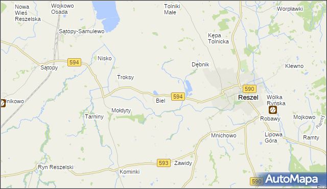 mapa Czarnowiec gmina Reszel, Czarnowiec gmina Reszel na mapie Targeo