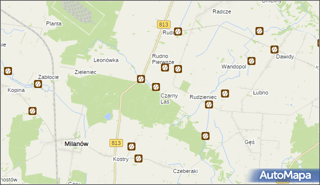 mapa Czarny Las gmina Milanów, Czarny Las gmina Milanów na mapie Targeo