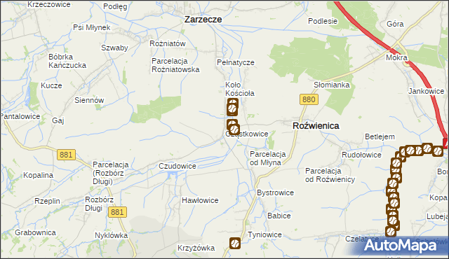 mapa Cząstkowice, Cząstkowice na mapie Targeo