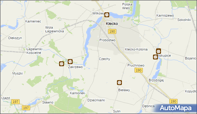 mapa Czechy gmina Kłecko, Czechy gmina Kłecko na mapie Targeo