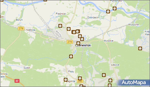 mapa Czerwieńsk, Czerwieńsk na mapie Targeo