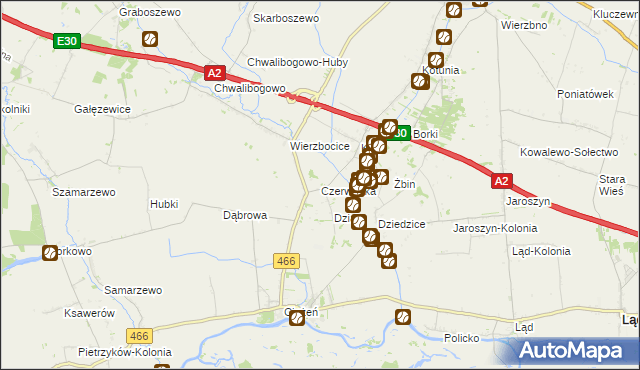 mapa Czerwonka gmina Słupca, Czerwonka gmina Słupca na mapie Targeo