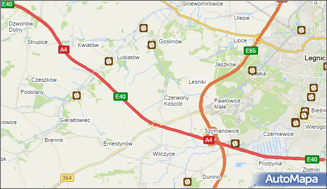 mapa Czerwony Kościół, Czerwony Kościół na mapie Targeo