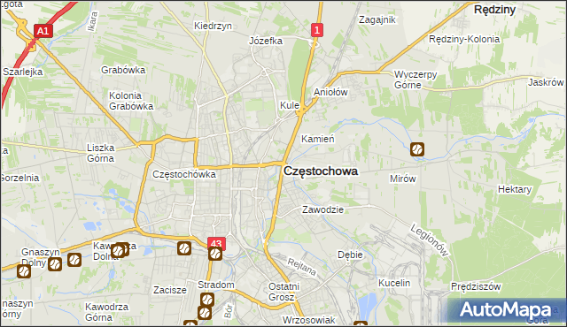 mapa Częstochowy, Częstochowa na mapie Targeo