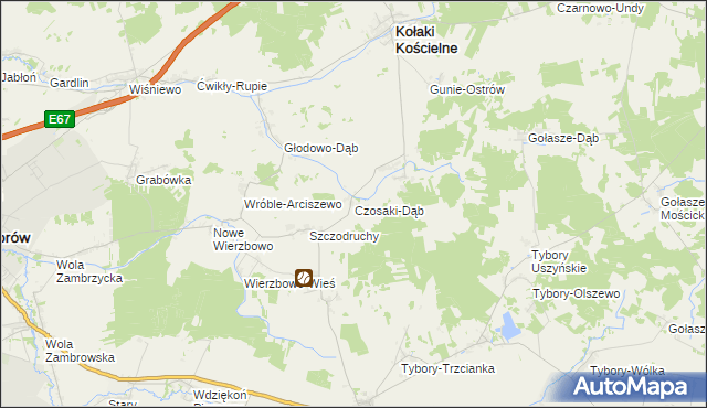 mapa Czosaki-Dąb, Czosaki-Dąb na mapie Targeo