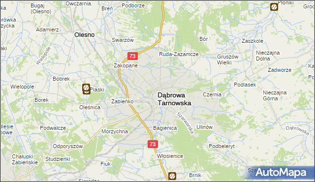 mapa Dąbrowa Tarnowska, Dąbrowa Tarnowska na mapie Targeo