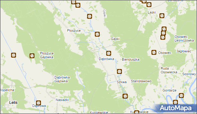 mapa Dąbrówka gmina Lelis, Dąbrówka gmina Lelis na mapie Targeo