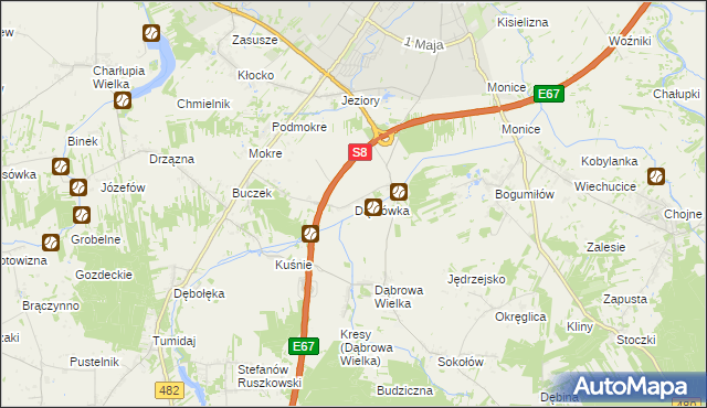 mapa Dąbrówka gmina Sieradz, Dąbrówka gmina Sieradz na mapie Targeo