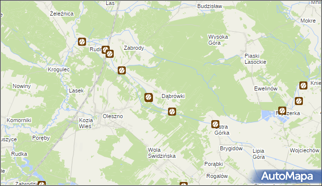 mapa Dąbrówki gmina Krasocin, Dąbrówki gmina Krasocin na mapie Targeo