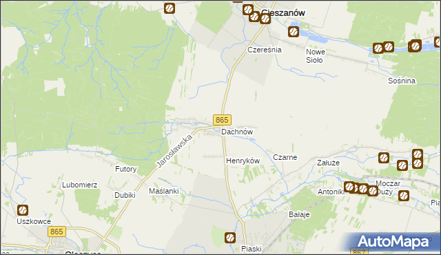 mapa Dachnów, Dachnów na mapie Targeo