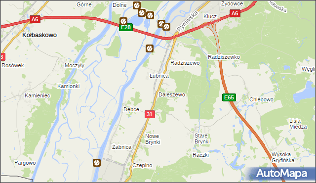 mapa Daleszewo, Daleszewo na mapie Targeo