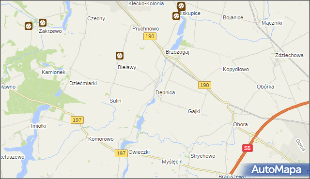 mapa Dębnica gmina Kłecko, Dębnica gmina Kłecko na mapie Targeo