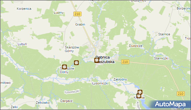 mapa Dębnica Kaszubska, Dębnica Kaszubska na mapie Targeo