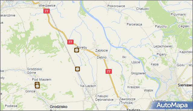 mapa Dębno gmina Leżajsk, Dębno gmina Leżajsk na mapie Targeo