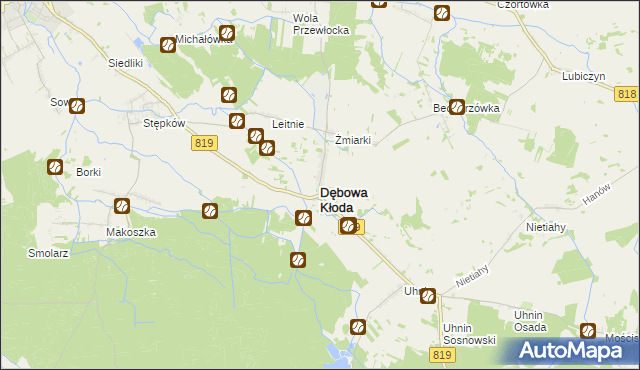 mapa Dębowa Kłoda, Dębowa Kłoda na mapie Targeo