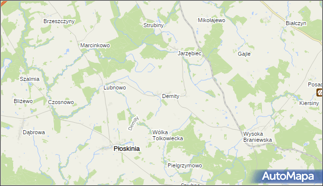 mapa Demity, Demity na mapie Targeo