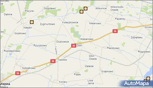 mapa Dłoń, Dłoń na mapie Targeo