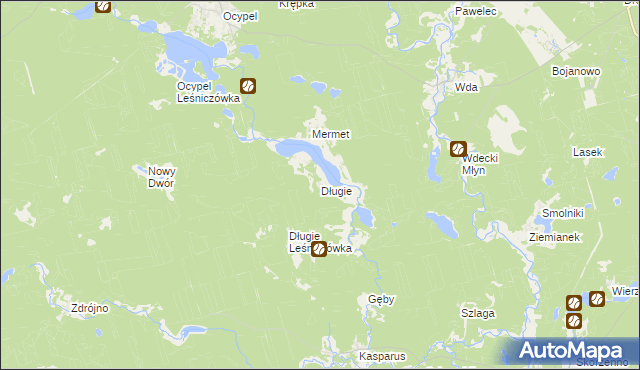 mapa Długie gmina Osieczna, Długie gmina Osieczna na mapie Targeo